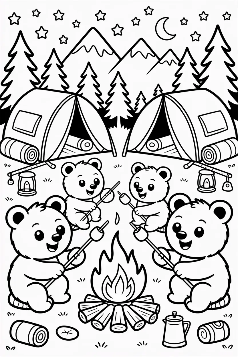 5 Cute Bears Coloring Pages Free Printable
