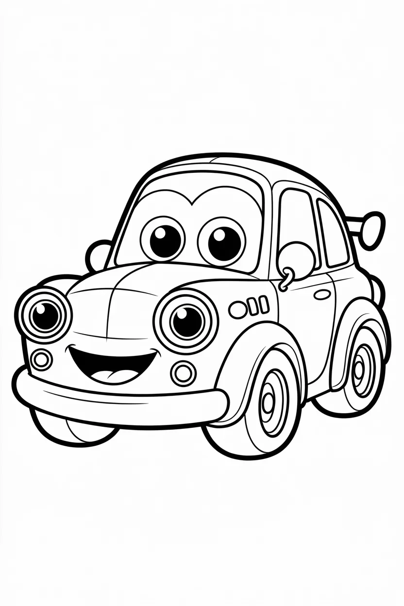 5 Cute Cartoon car coloring pages