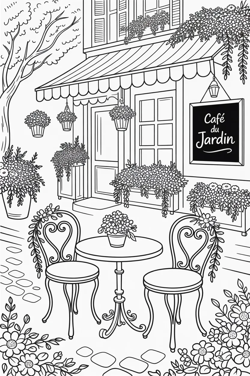 Outdoor Cafe Coloring Pages Free Printable