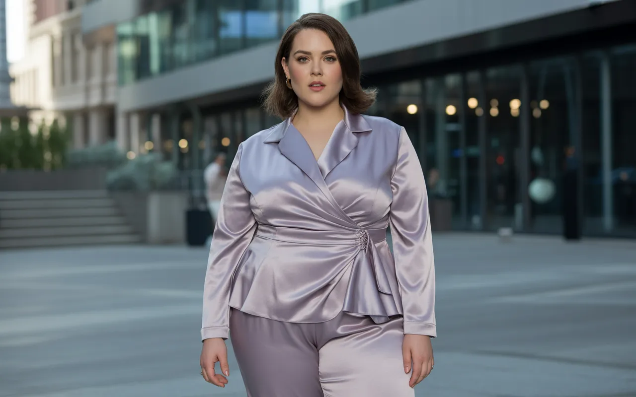 Satin Wrap Jumpsuit with Peplum