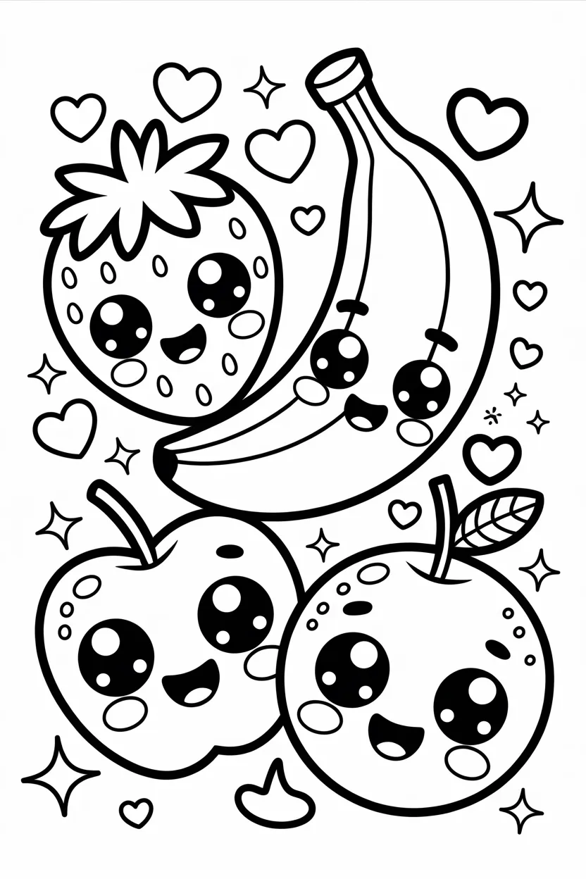 Cute Fruits Coloring Pages Free Printable