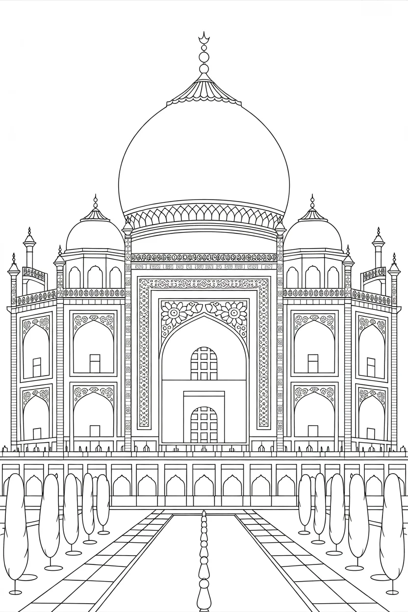 Taj Mahal coloring pages free printable