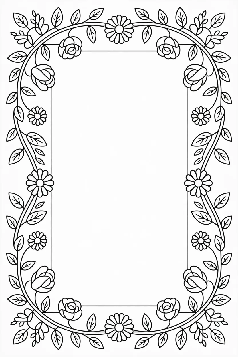 5 Floral Frames Coloring Pages Free Printable