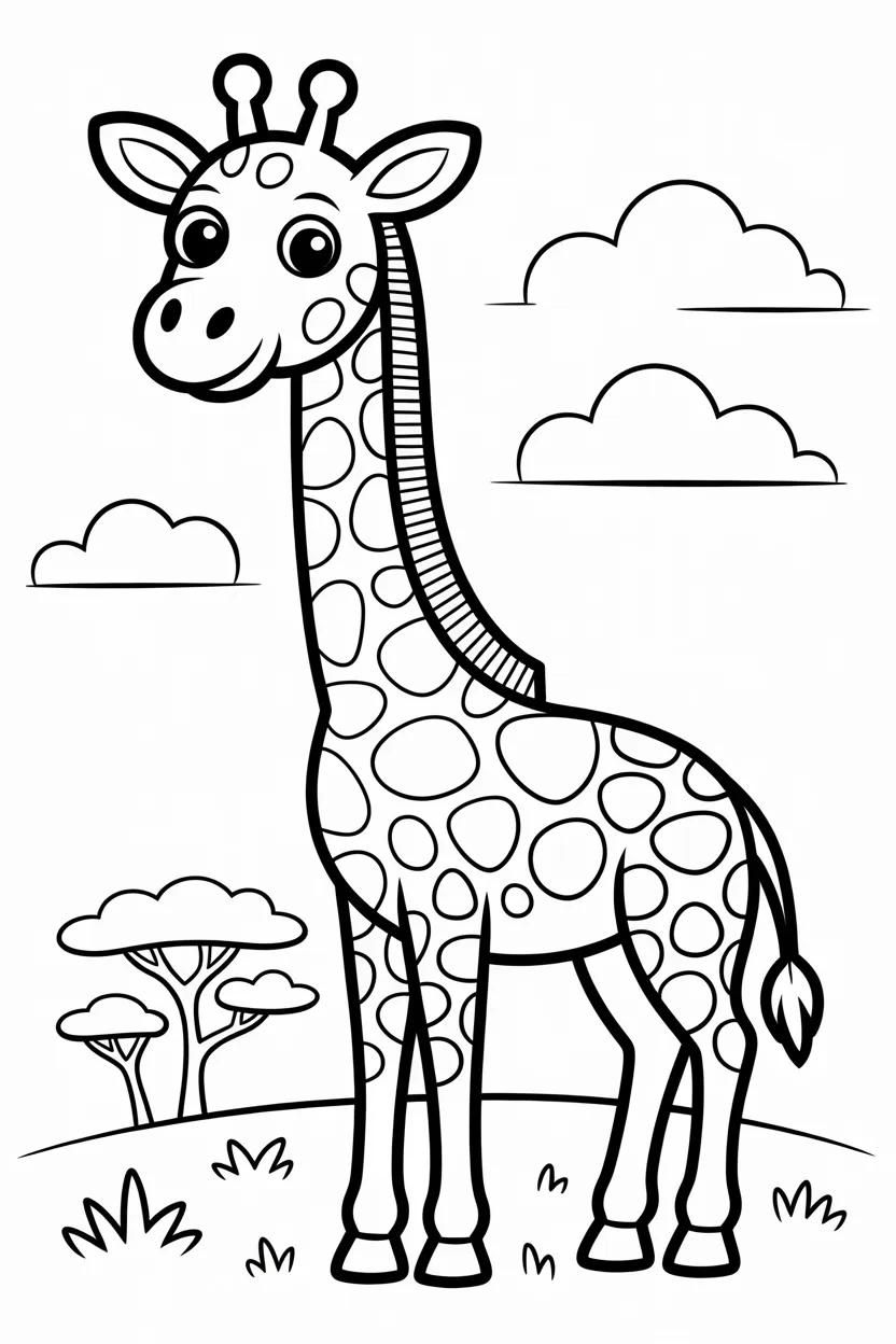 5 giraffe coloring pages free printable