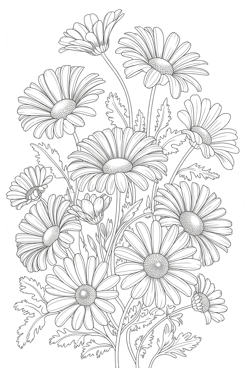 Daisy flowers coloring pages free printable