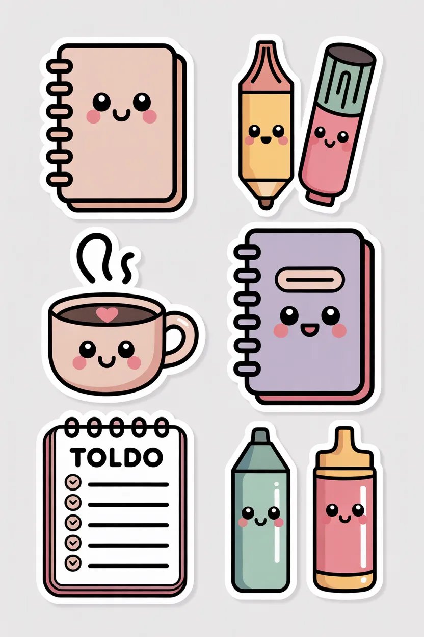cute doodle stickers free printable