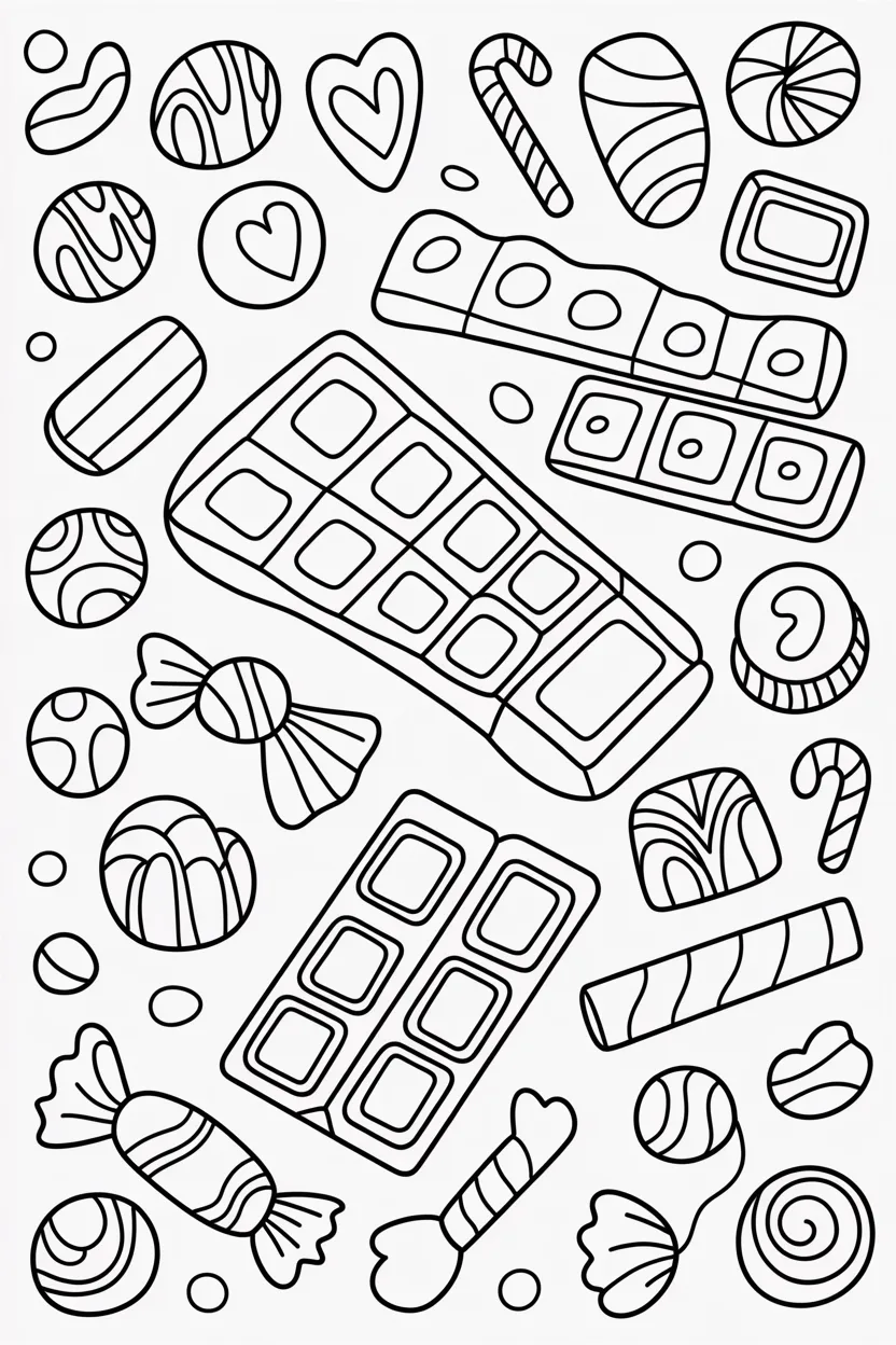 5 Chocolates coloring pages free printable