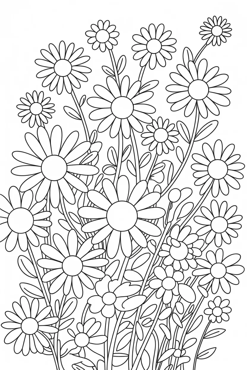 Daisy flowers coloring pages free printable