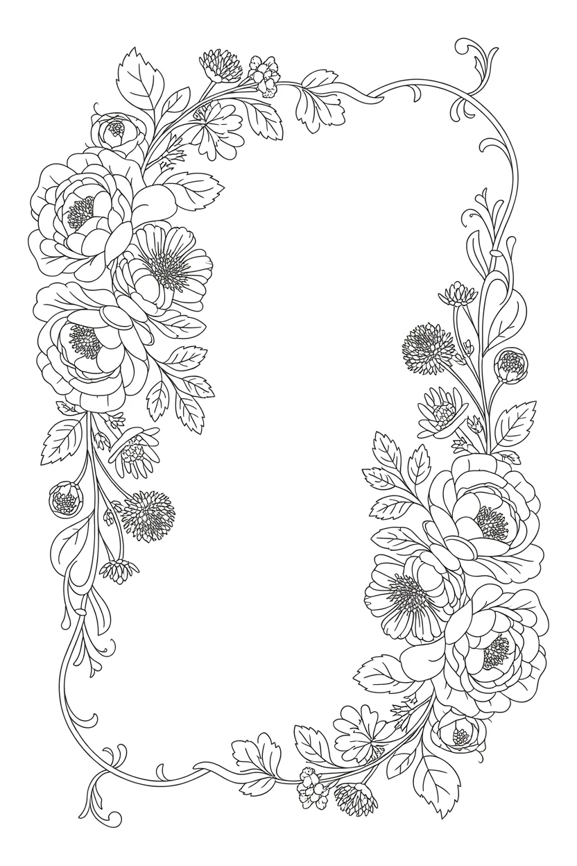 Floral frames coloring pages free printable