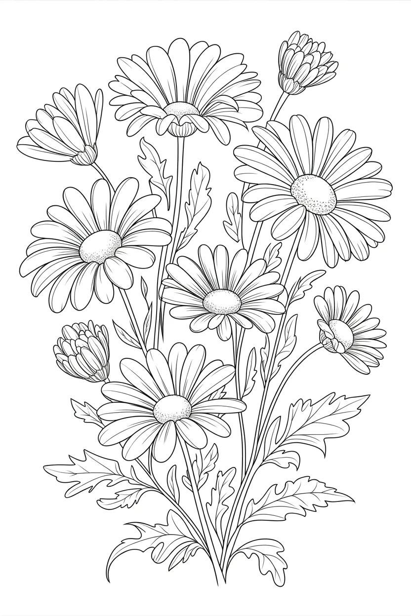 Daisy flowers coloring pages free printable