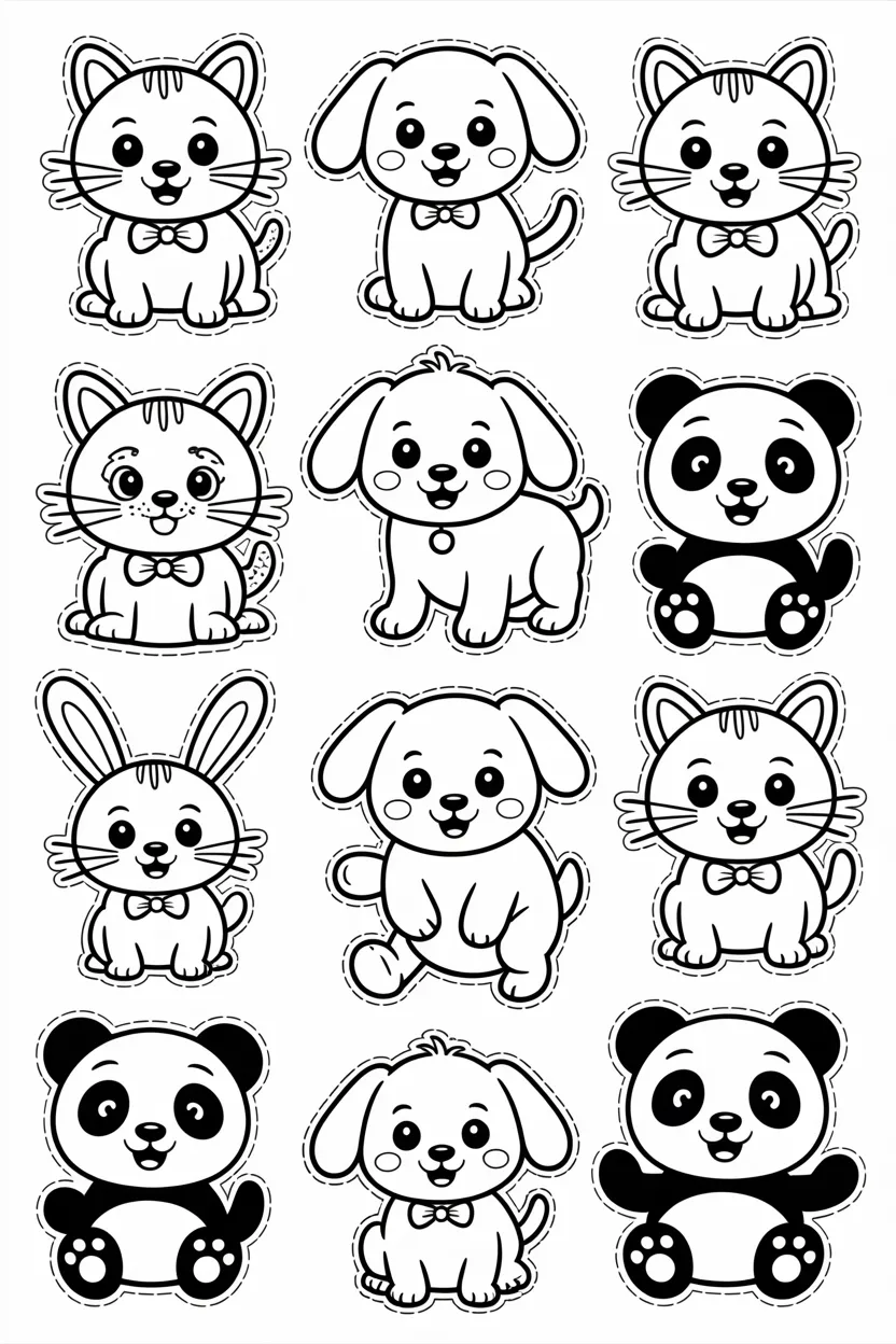 Cute Animal Doodles Coloring Pages Free Printable