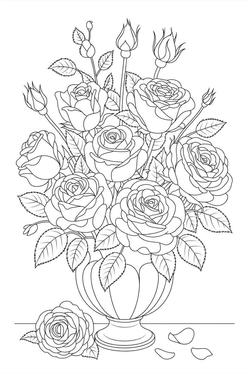Rose bouquet coloring pages