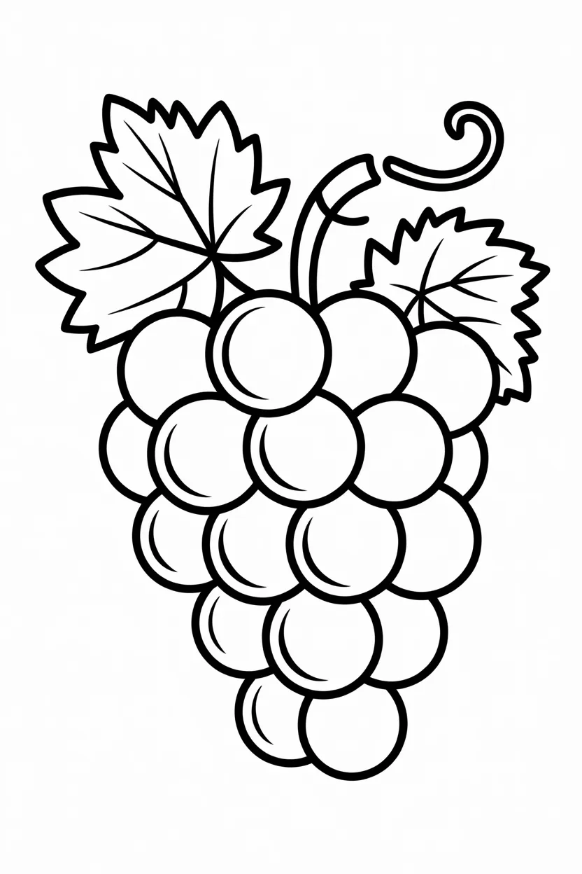 5 Grapes coloring pages free printable