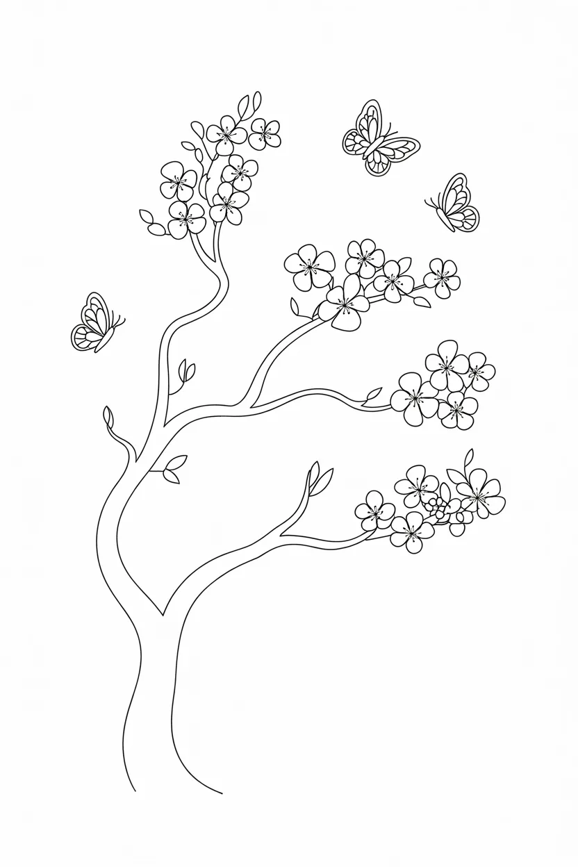 Cherry blossom tree coloring pages