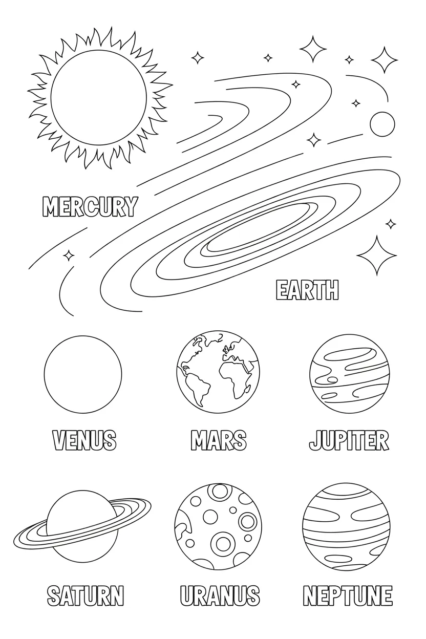 5 Solar system coloring pages free printable
