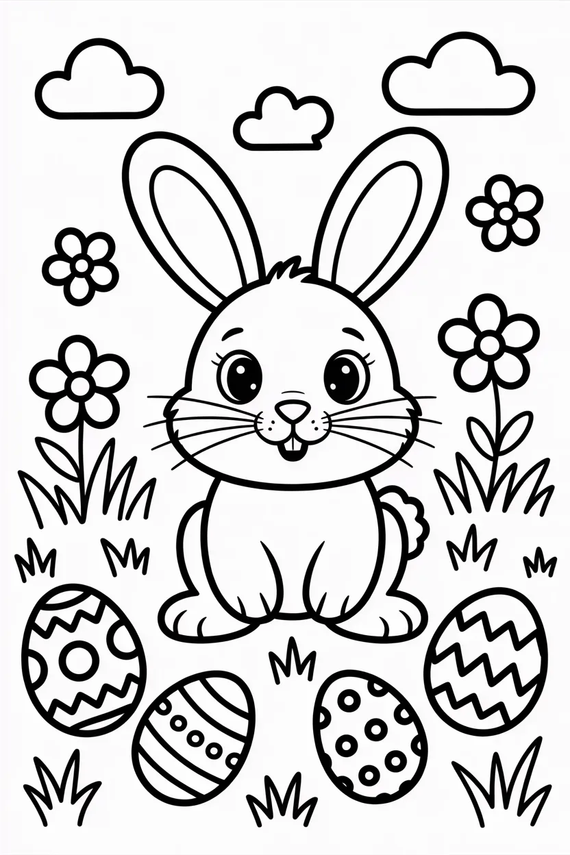 5 Bunny coloring pages free printable