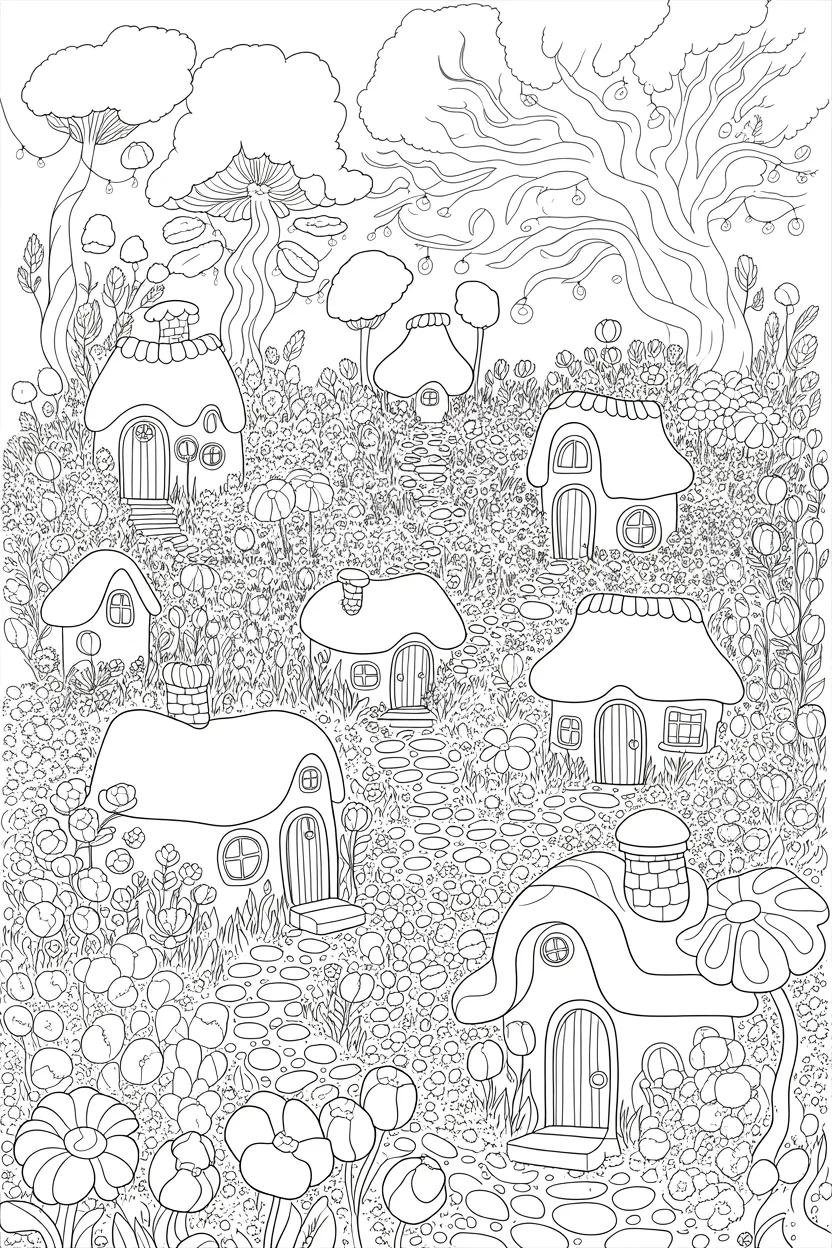Whimsical tiny houses coloring pages free printable
