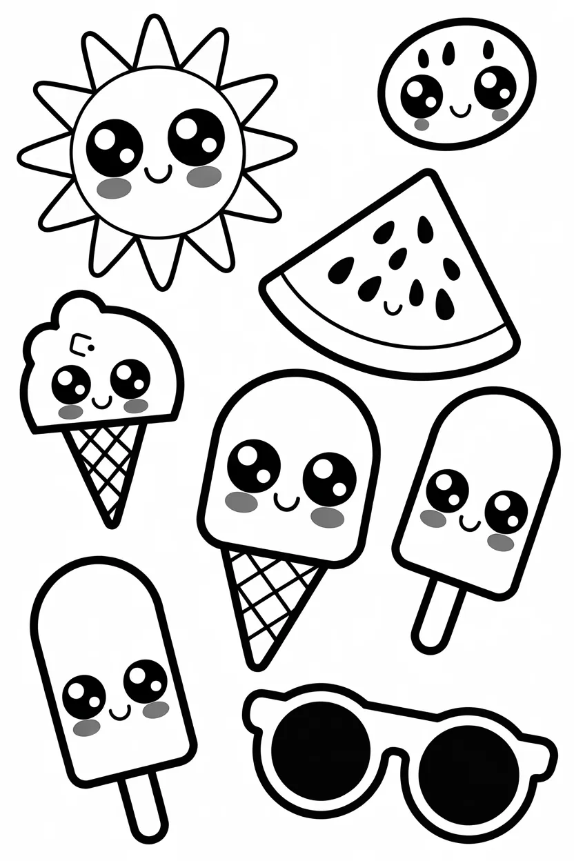 5 Summer coloring pages free printable