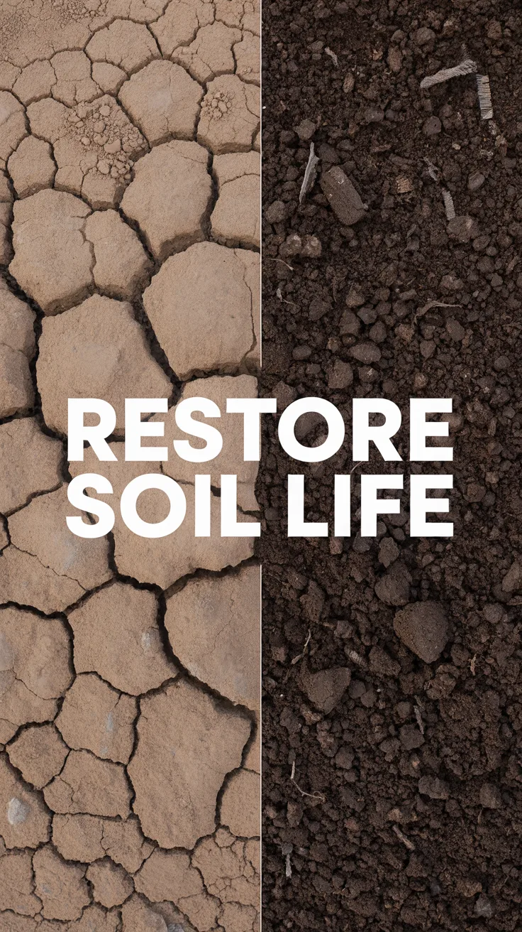 Comparison of compacted soil and soil improved with worm castings to restore garden health.