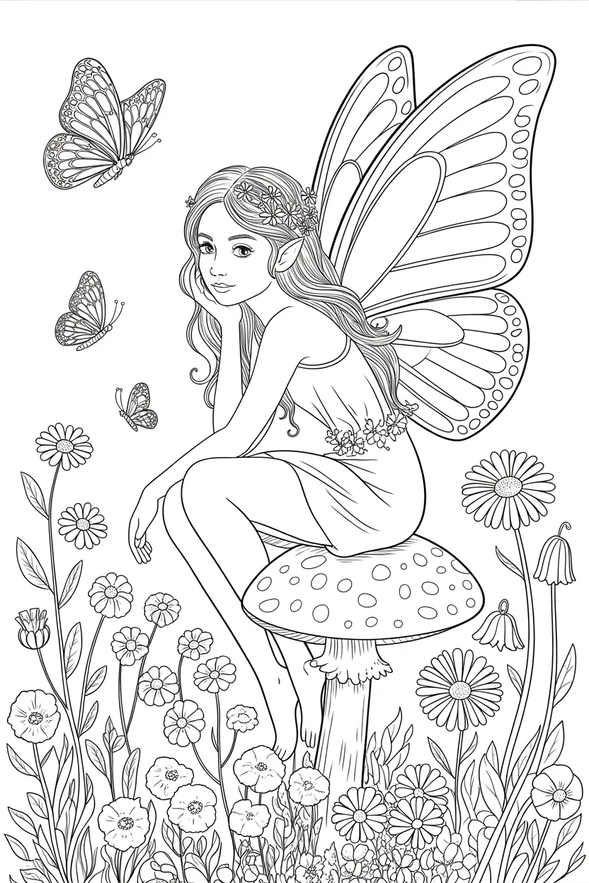 Small fairy coloring pages