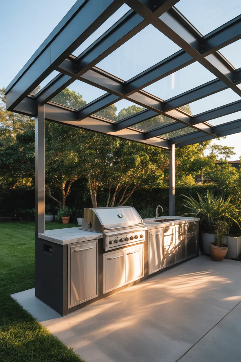 Outdoor BBQ Area With Roof Ideas
