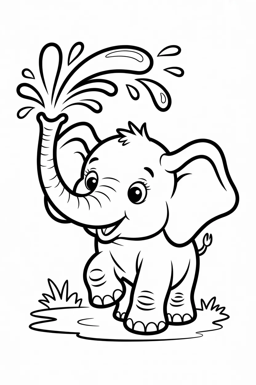 5 Cute Elephant coloring pages free printable