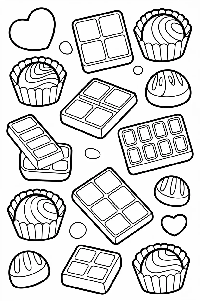 5 Chocolates coloring pages free printable