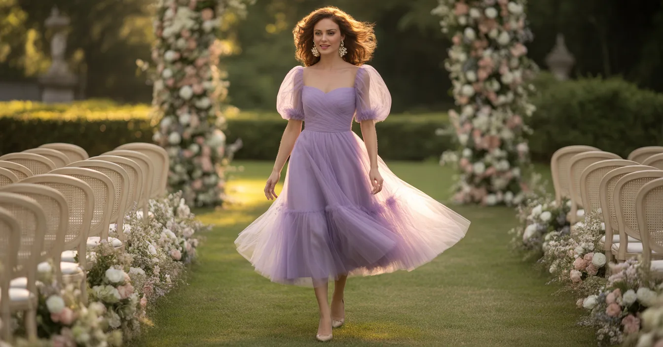 Lavender Tulle Midi Dress