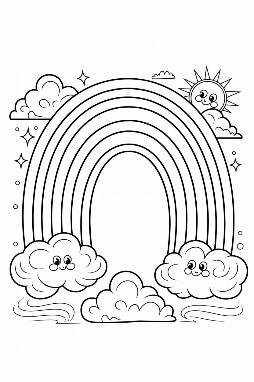 5 Rainbow coloring pages free printable