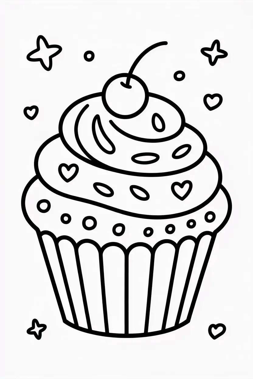 5 cupcakes coloring pages free printable