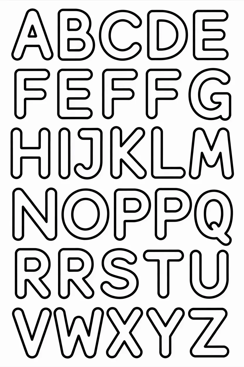 alphabet set A to Z coloring pages free printable