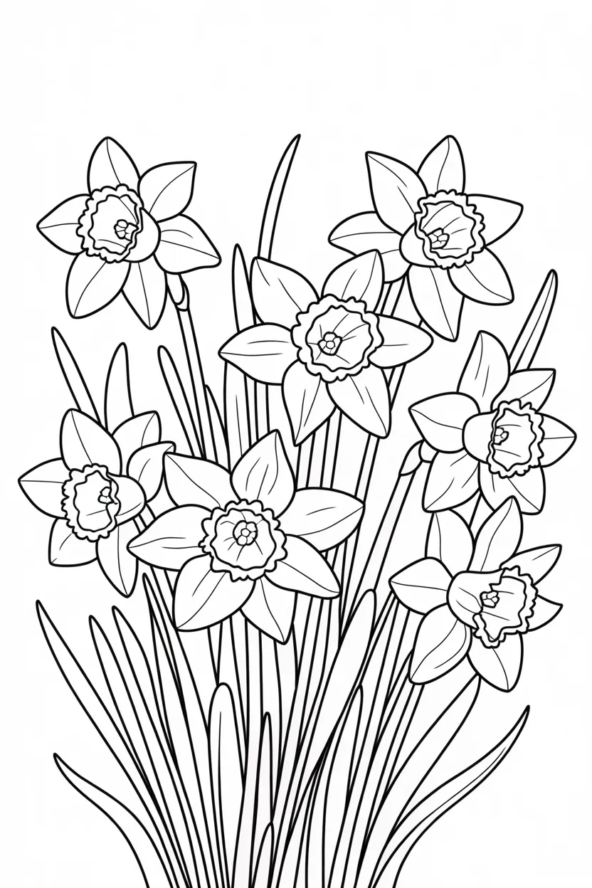 Daffodils coloring pages free printable