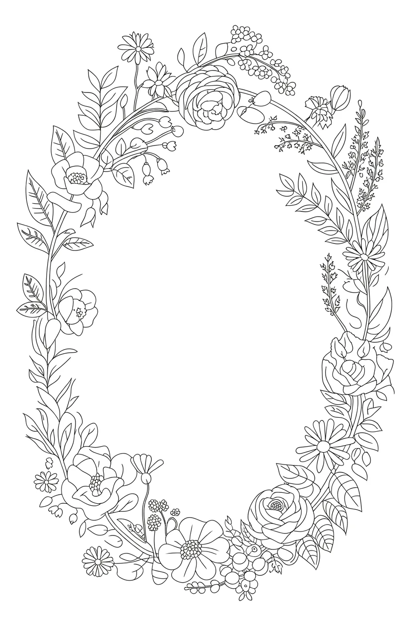 flower wreath coloring pages