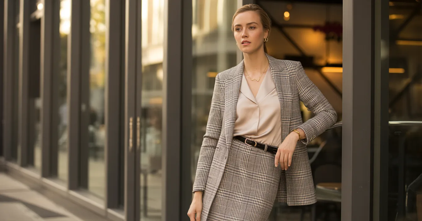 Plaid Skirt with Belted Sophistication