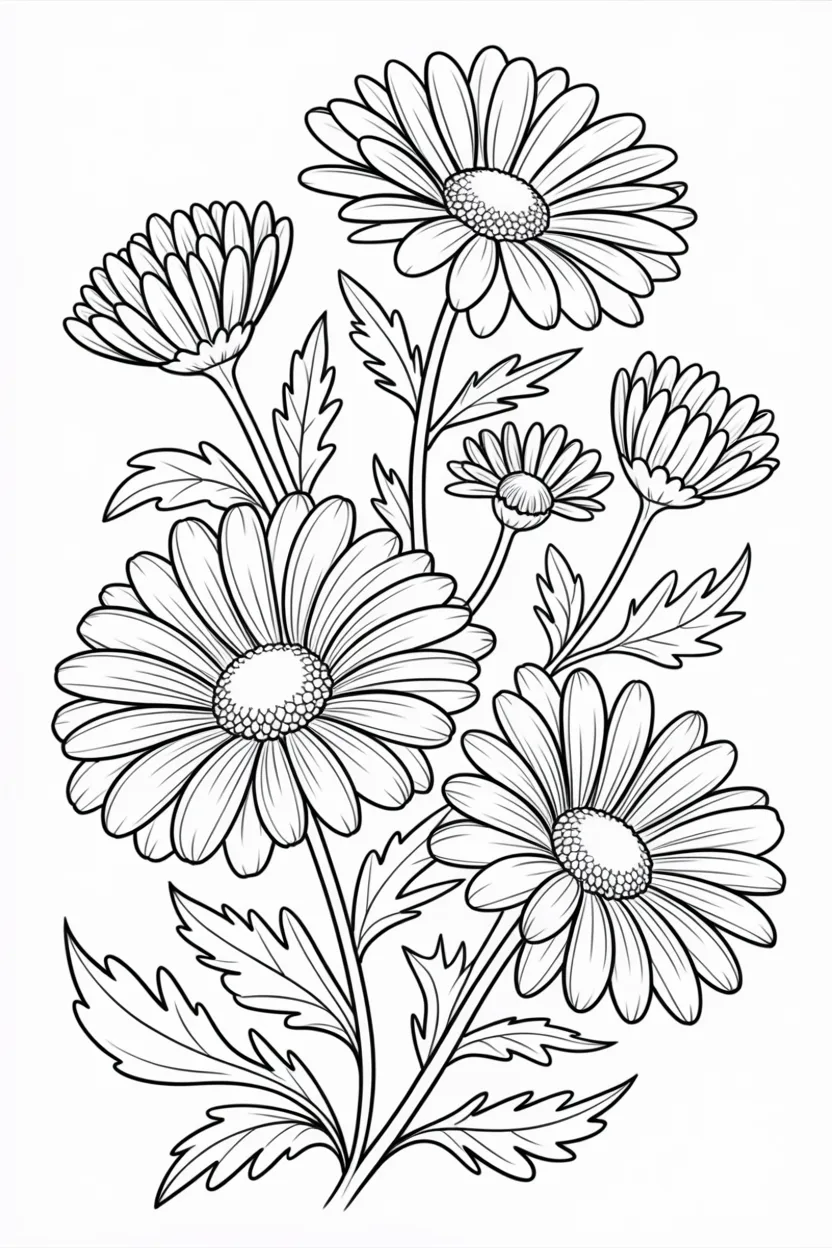 Daisy flowers coloring pages free printable