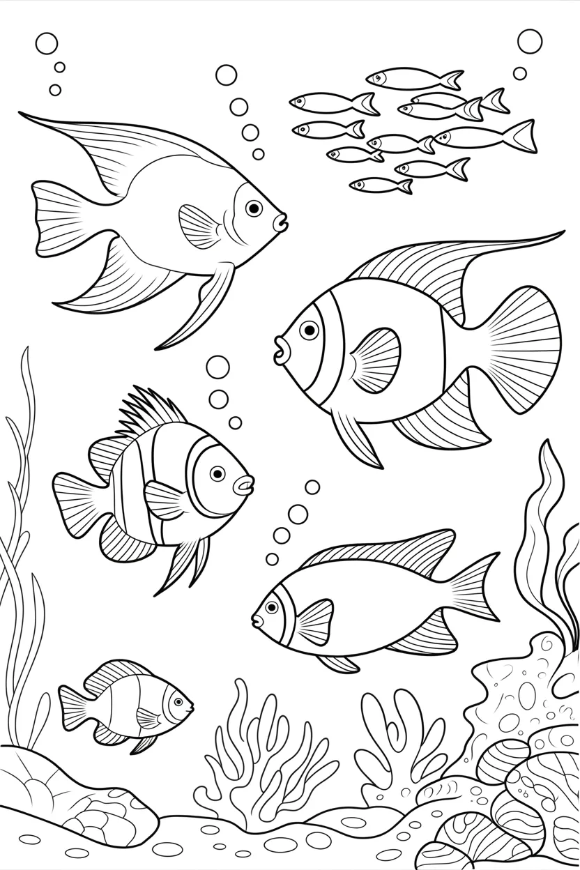 5 fish coloring pages free printable