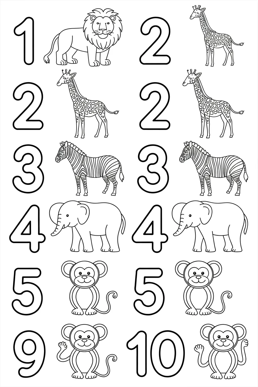5 Counting coloring pages free printable