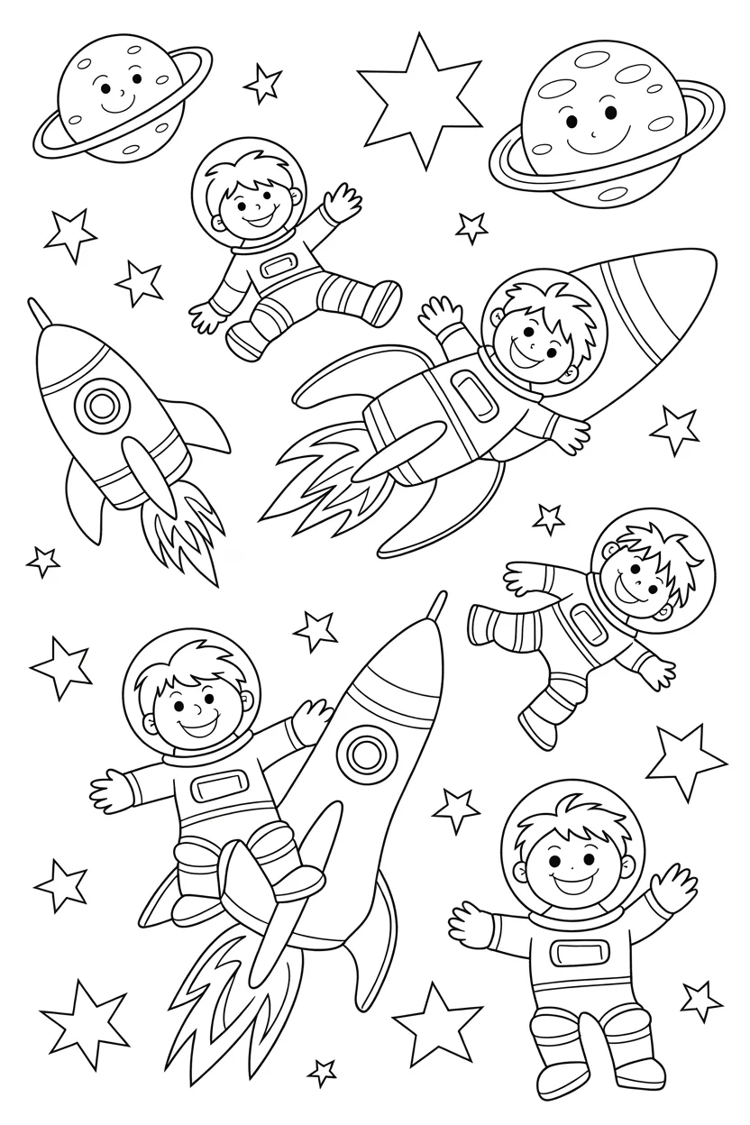 5 astronaut in space coloring pages free printable