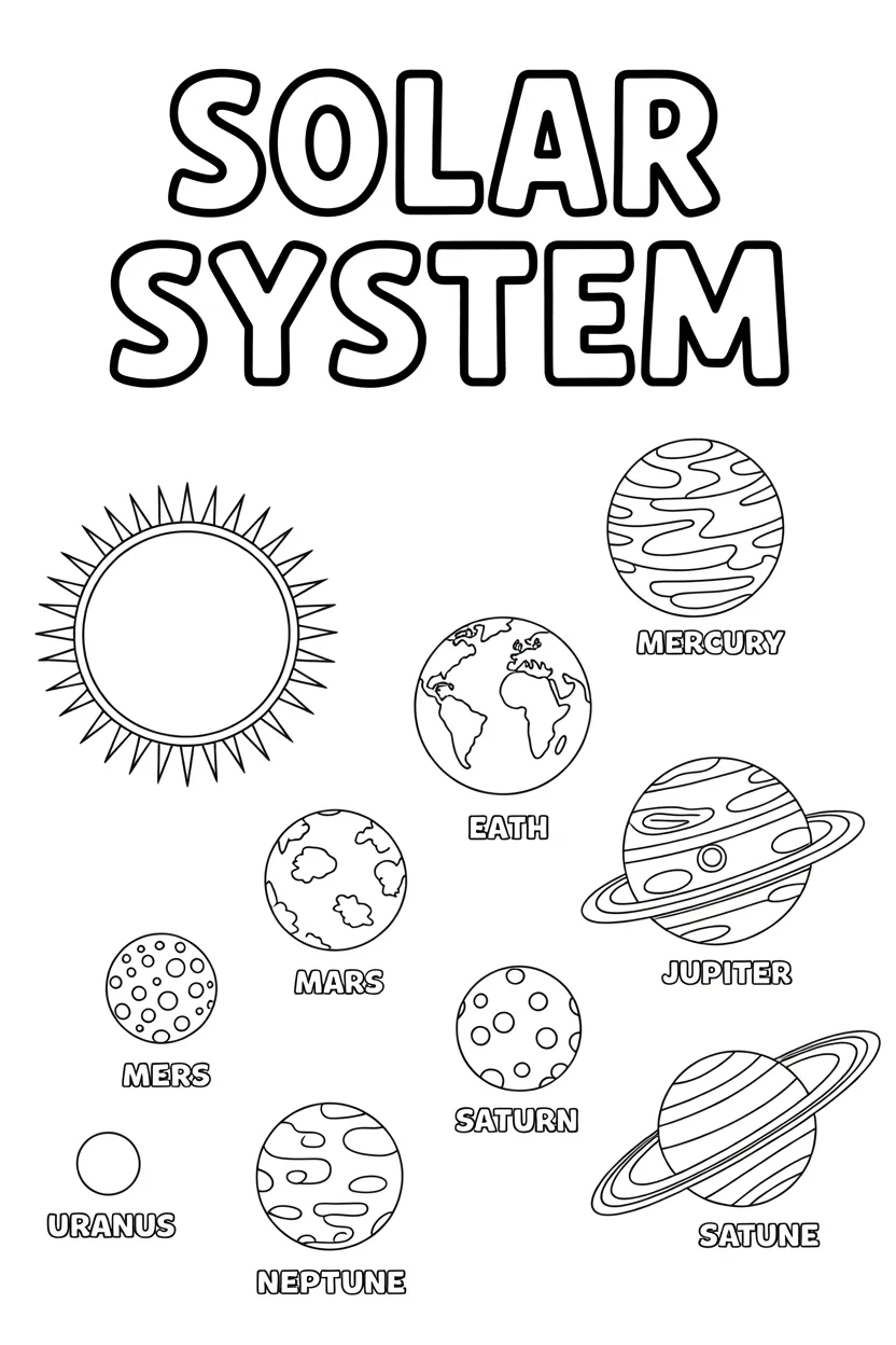 5 solar system learning coloring pages free printable