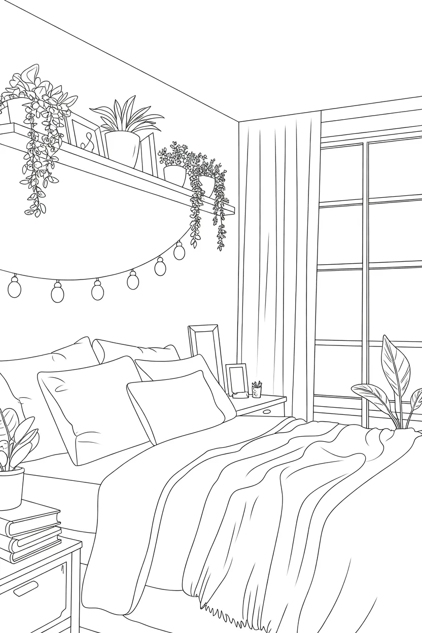 Cozy bedroom coloring pages free printable
