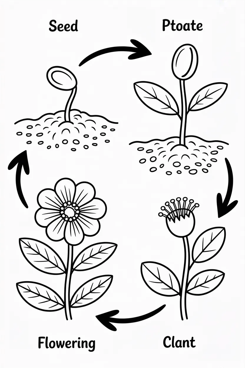 5 Life cycle of plant coloring pages