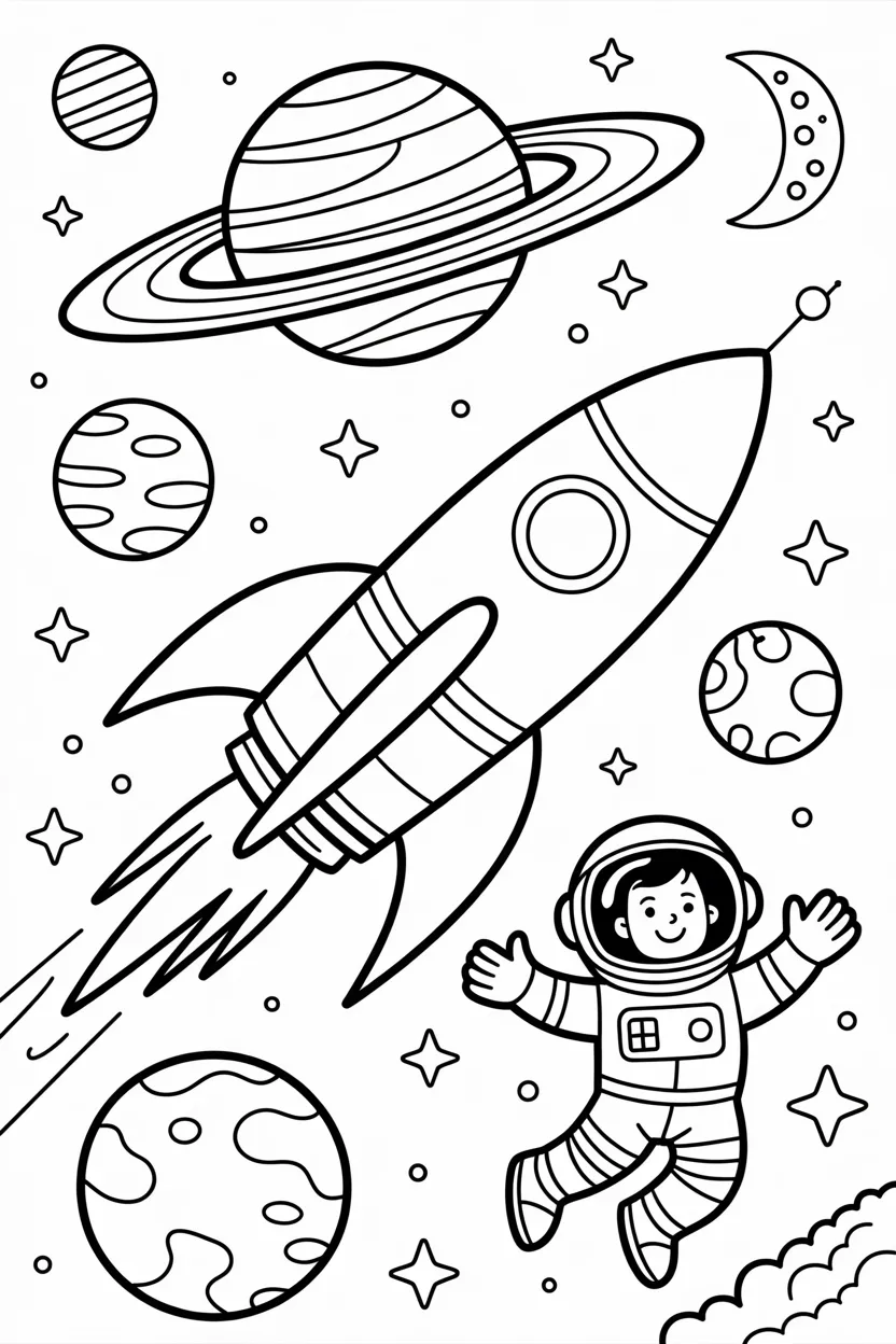 astronout in space coloring pages free printable
