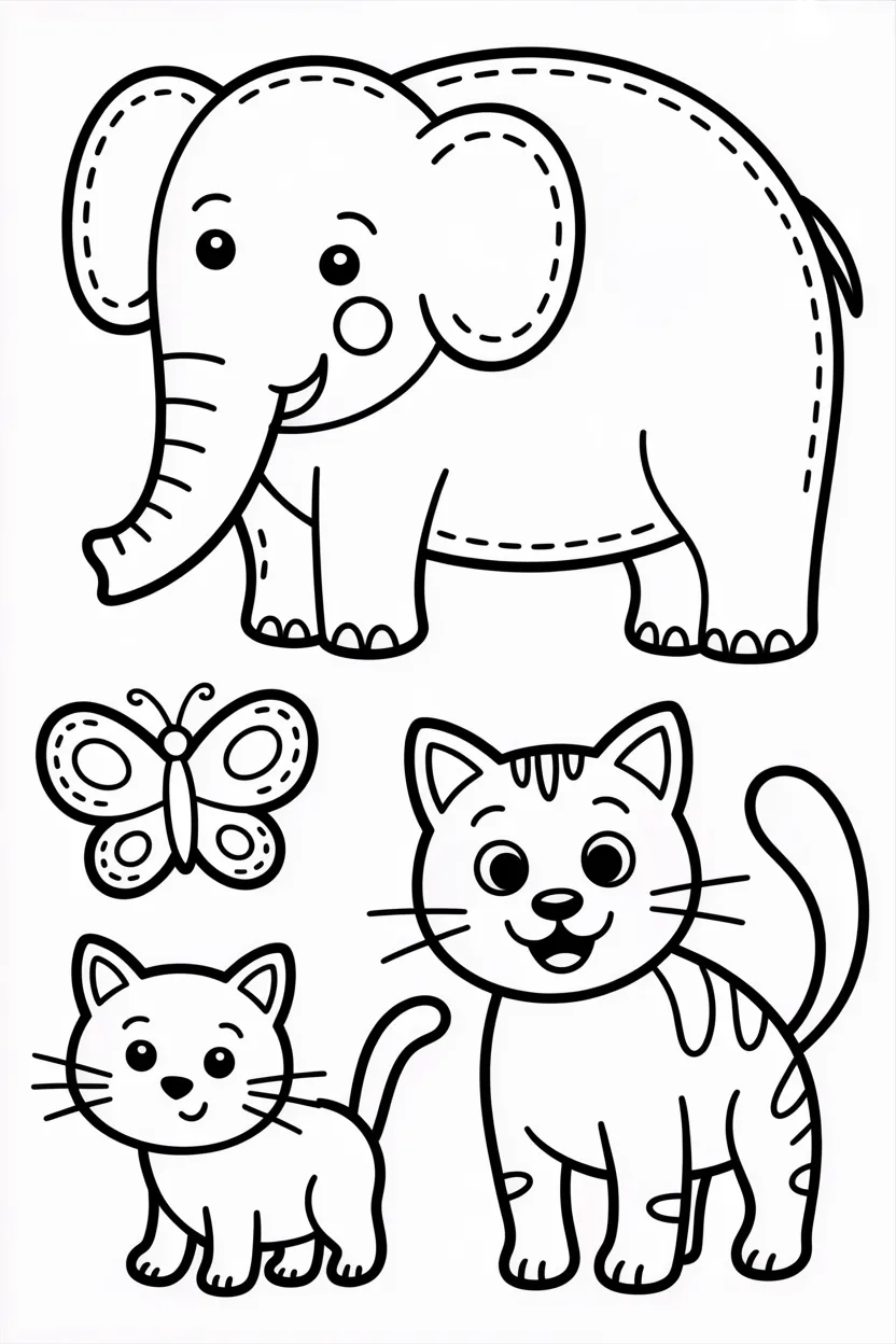 5 Kids tracing activity coloring pages