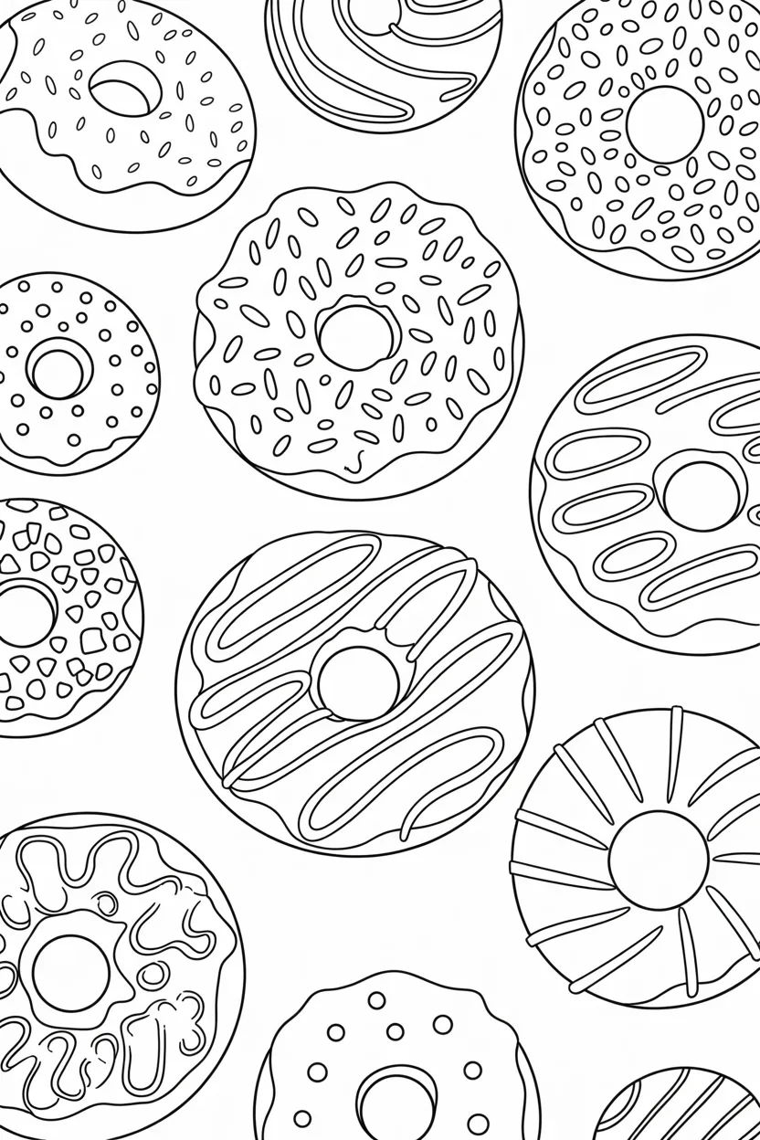 Donuts coloring pages free printable