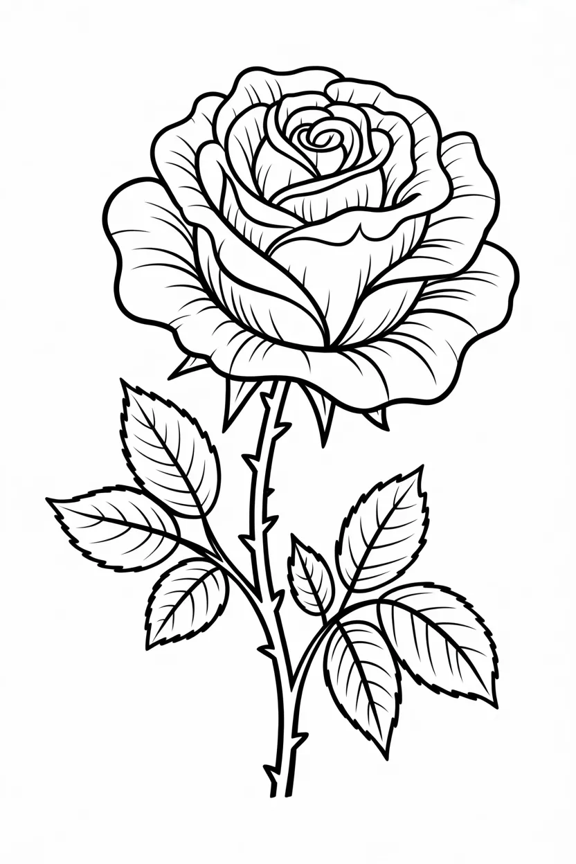 Rose flower coloring pages free printable