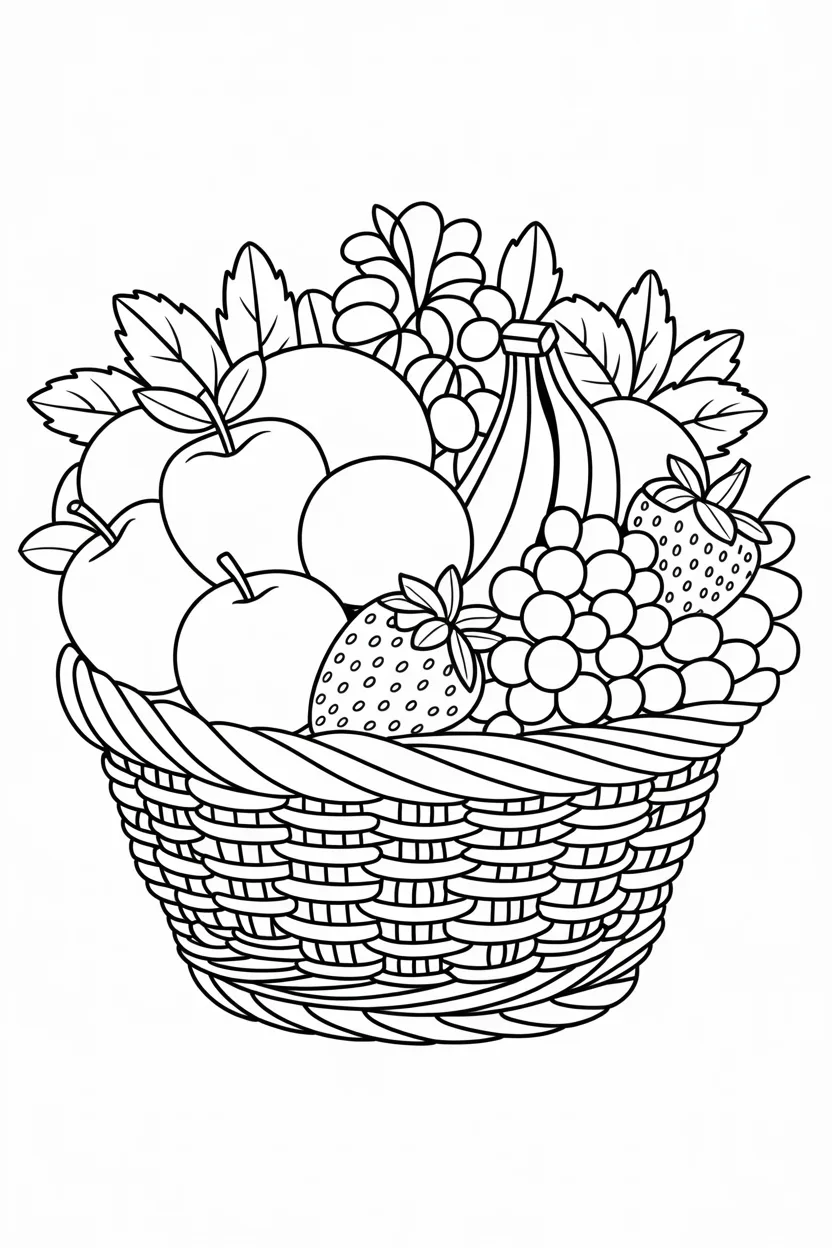 5 Fruits Basket Coloring Pages Free