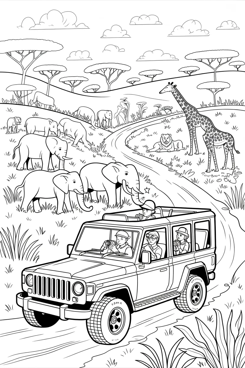 safari jeep coloring pages free printable