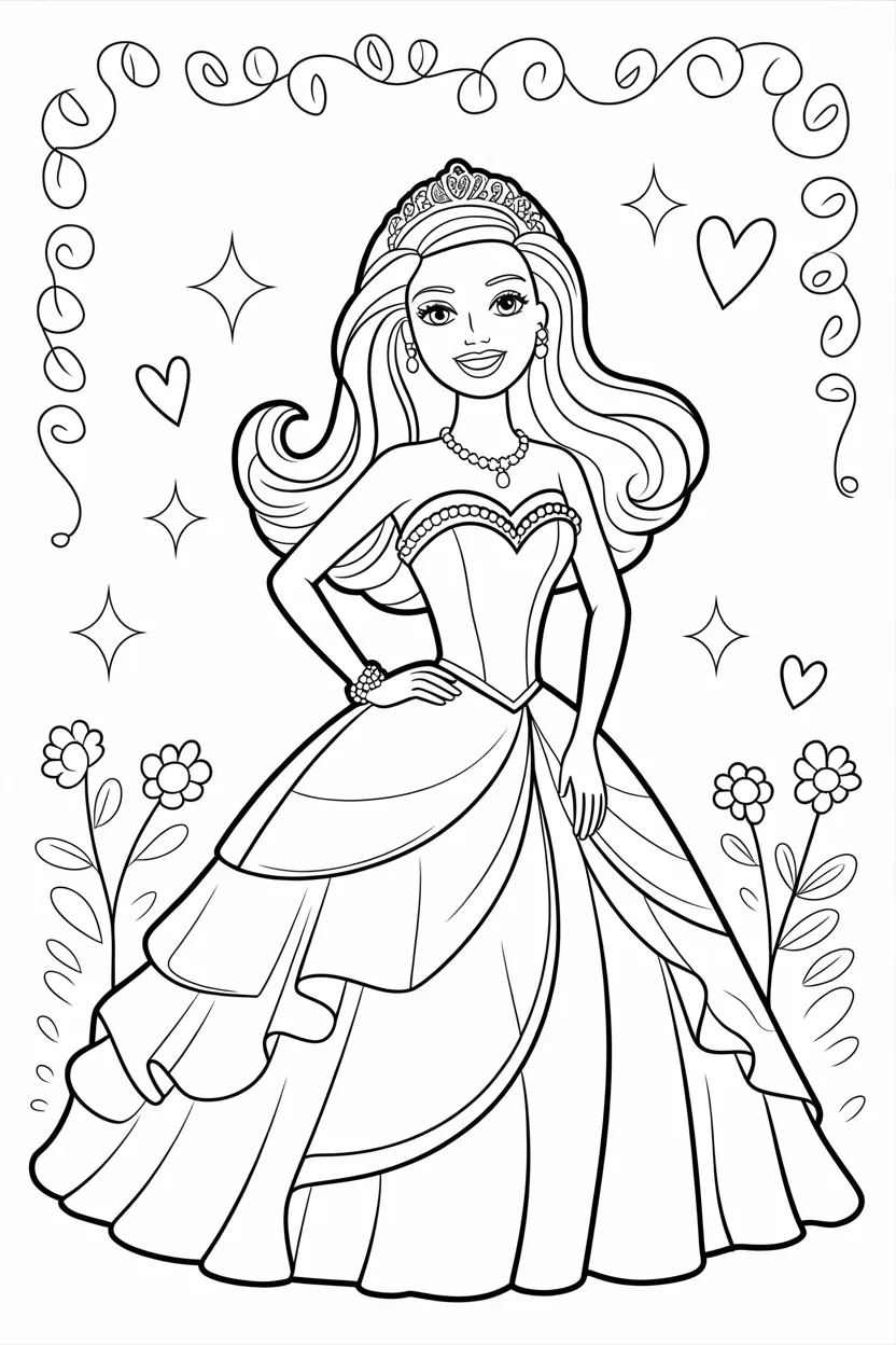 5 Barbie coloring pages free printable