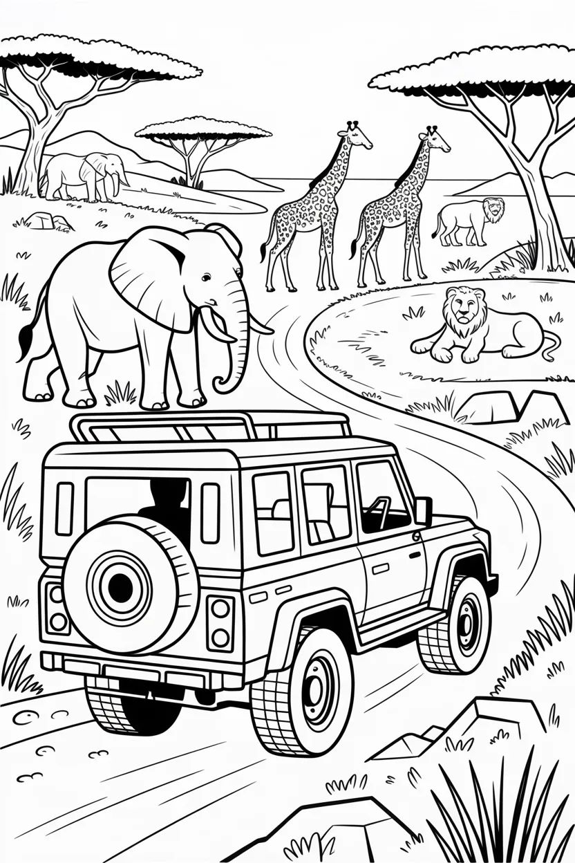 safari jeep coloring pages free printable