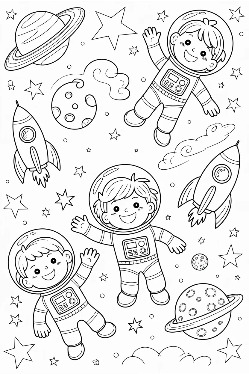 5 astronaut in space coloring pages free printable